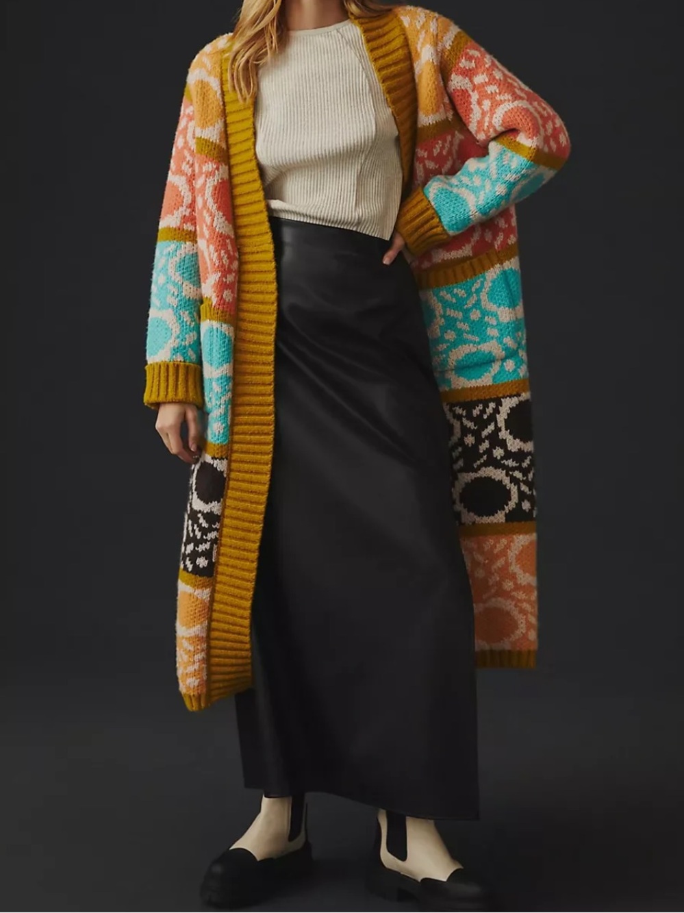 SAACHI Carina Oversize Colorblock Cardigan Sweater OS - Picture 3 of 10